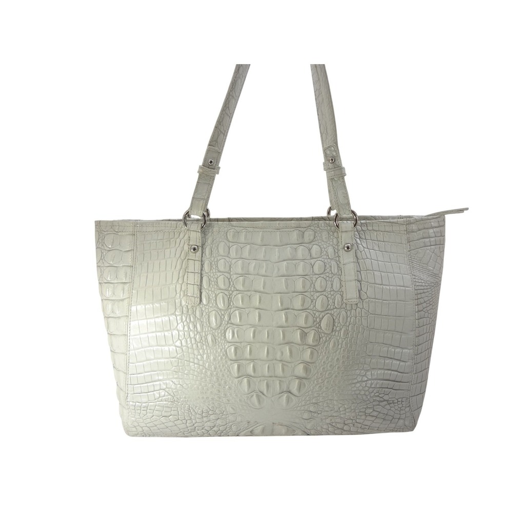 Brahmin Medium Asher Tote Croc Embossed Leather Coconut Milk - Picture 2 of 12